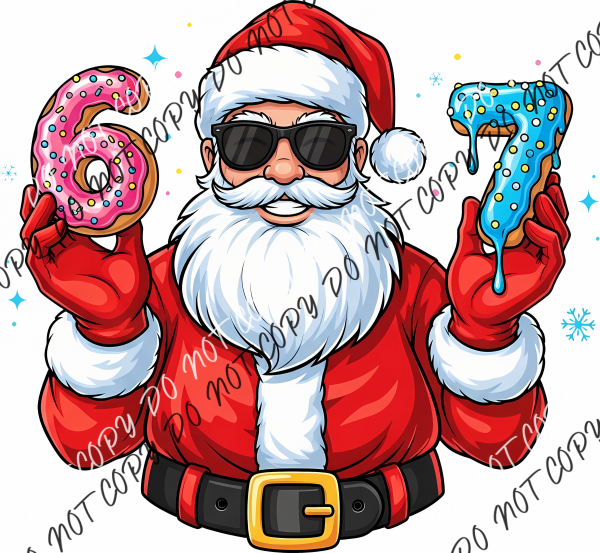 Santa Holding 6 7 Donuts DTF Transfer RTP DTF Transfers