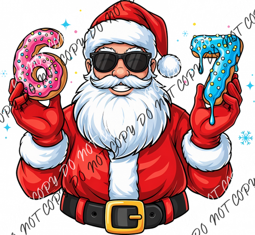 Santa Holding 6 7 Donuts DTF Transfer RTP DTF Transfers