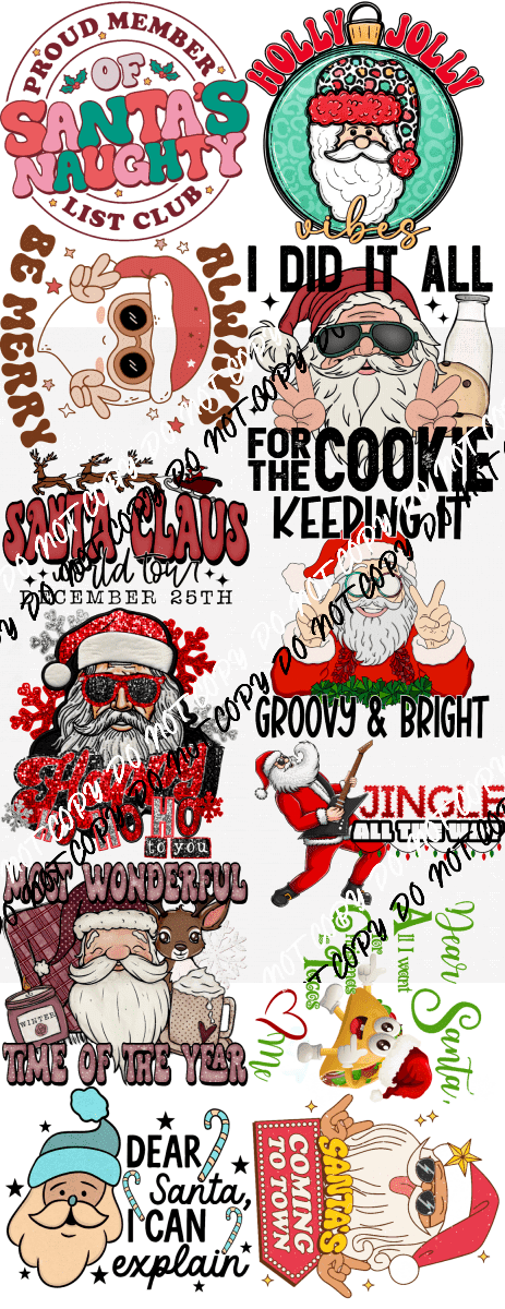 Santa Premade Bundle Gang Sheet - We Print U Press DTF Transfers