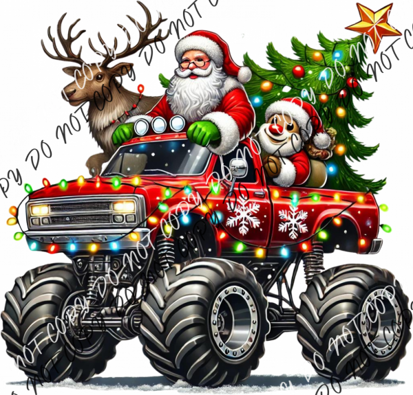 Santa’s Big Red Monster Truck DTF Transfer RTP DTF Transfers