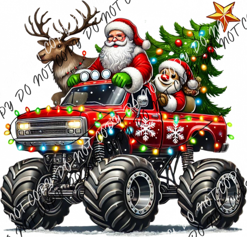 Santa’s Big Red Monster Truck DTF Transfer RTP DTF Transfers