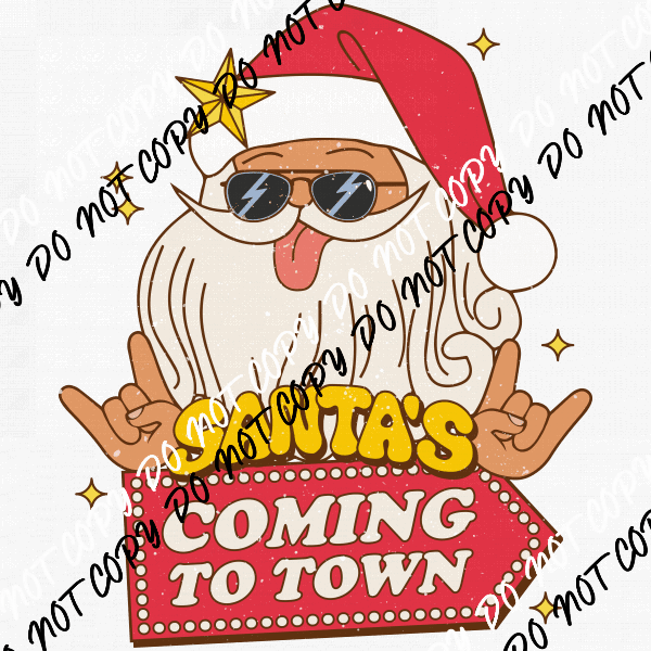 Santas Coming To Town Distressed DTF Transfer - We Print U Press DTF Transfers