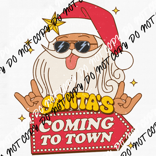 Santas Coming To Town Distressed DTF Transfer - We Print U Press DTF Transfers