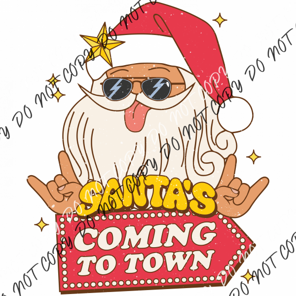 Santas Coming To Town Distressed Dtf Transfer Transfers