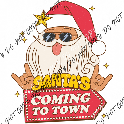 Santas Coming To Town Distressed Dtf Transfer Transfers