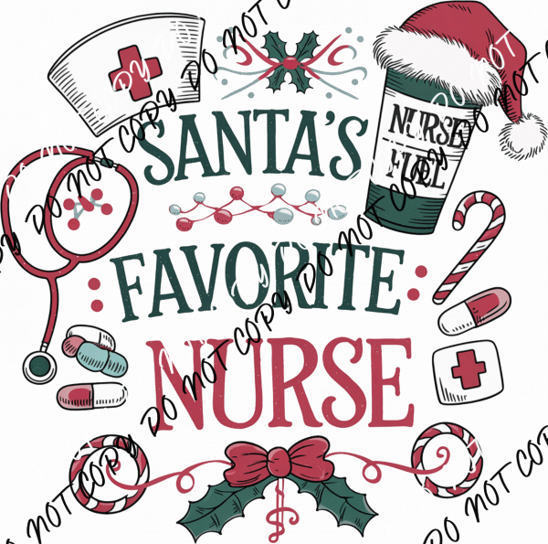 Santa’s Favorite Nurse DTF Transfer - We Print U Press DTF Transfers