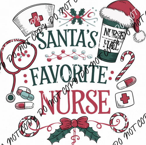 Santa’s Favorite Nurse DTF Transfer - We Print U Press DTF Transfers