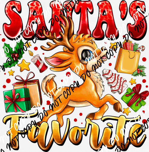 Santa's Favorite Reindeer DTF Transfer - We Print U Press DTF Transfers