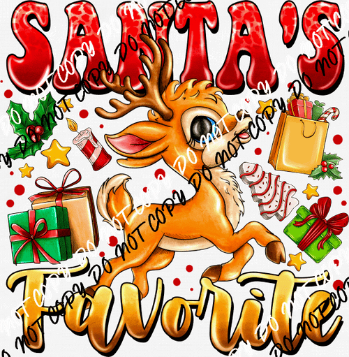 Santa's Favorite Reindeer DTF Transfer - We Print U Press DTF Transfers