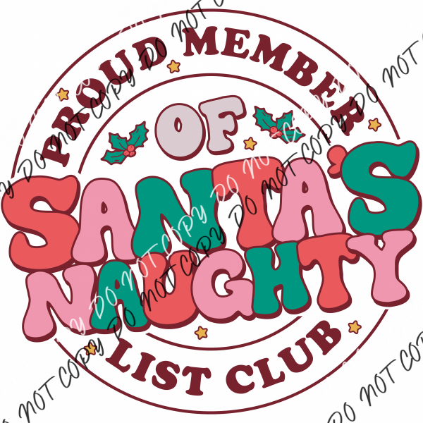 Santas Naughty List Rtp Dtf Transfers