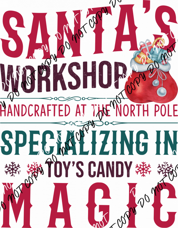 Santa’s Workshop North Pole DTF Transfer - We Print U Press DTF Transfers