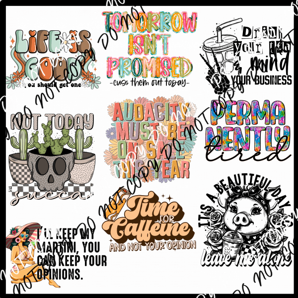 SARCASM MINI UV TRANSFER BUNDLE - We Print U Press DTF Transfers