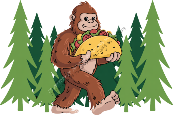 Sasquatch with Taco DTF Transfer RTP DTF Transfers