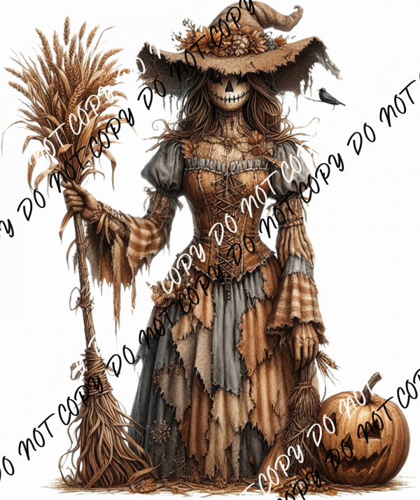 Scarecrow Witch with Pumpkin DTF Transfer - We Print U Press DTF Transfers
