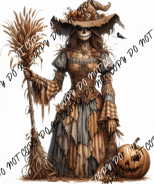 Scarecrow Witch with Pumpkin DTF Transfer - We Print U Press DTF Transfers