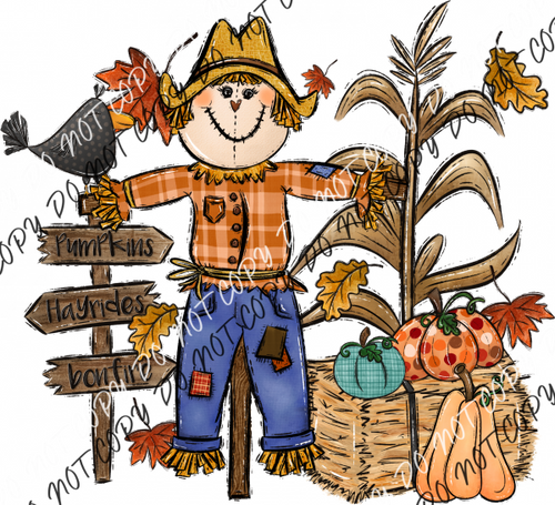 Scarecrow With Pumpkins Dtf Transfer Transfers