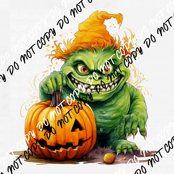 Scary Monster with Pumpkin DTF Transfer - We Print U Press DTF Transfers