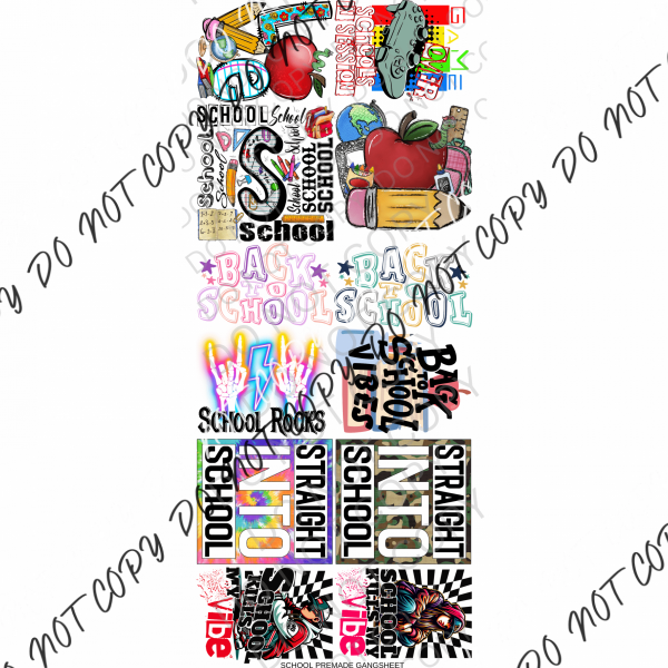 School Premade Bundle Gang Sheet - We Print U Press DTF Transfers
