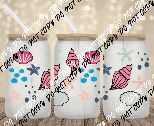 Sea Shells UV Transfer for 16 oz Glass Can - We Print U Press DTF Transfers