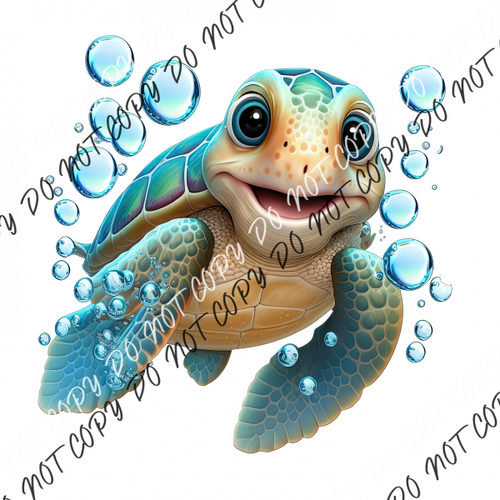 Sea Turtle Bubbles Watercolor Dtf Transfer