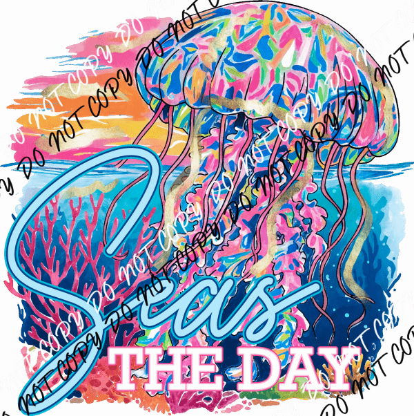 Seas the Day Jellyfish DTF Transfer - We Print U Press DTF Transfers