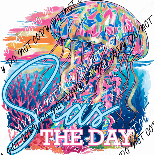 Seas the Day Jellyfish DTF Transfer - We Print U Press DTF Transfers