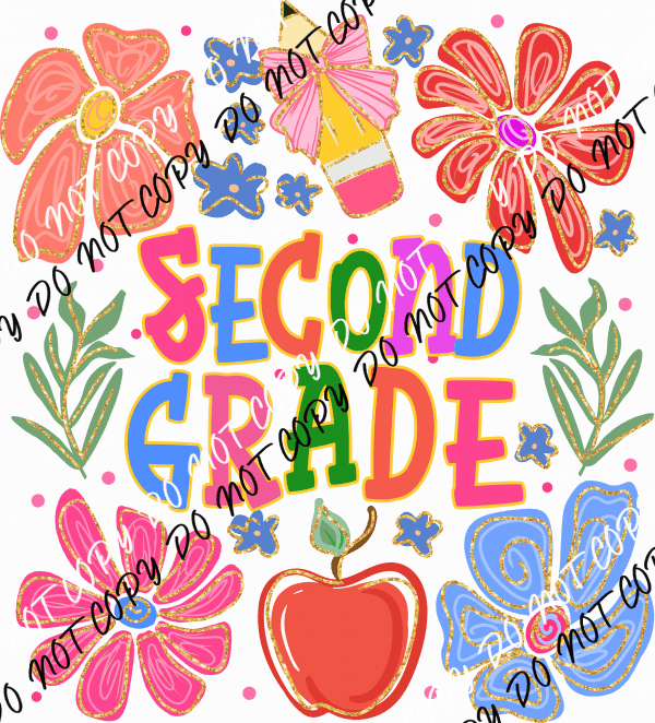 Second Grade Colorful Doodles DTF Transfer - We Print U Press DTF Transfers