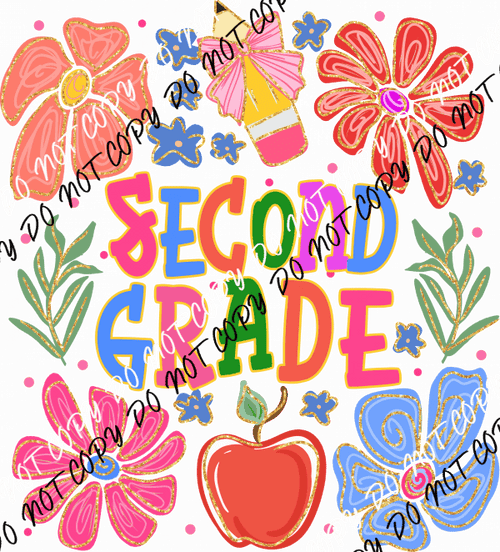 Second Grade Colorful Doodles DTF Transfer - We Print U Press DTF Transfers
