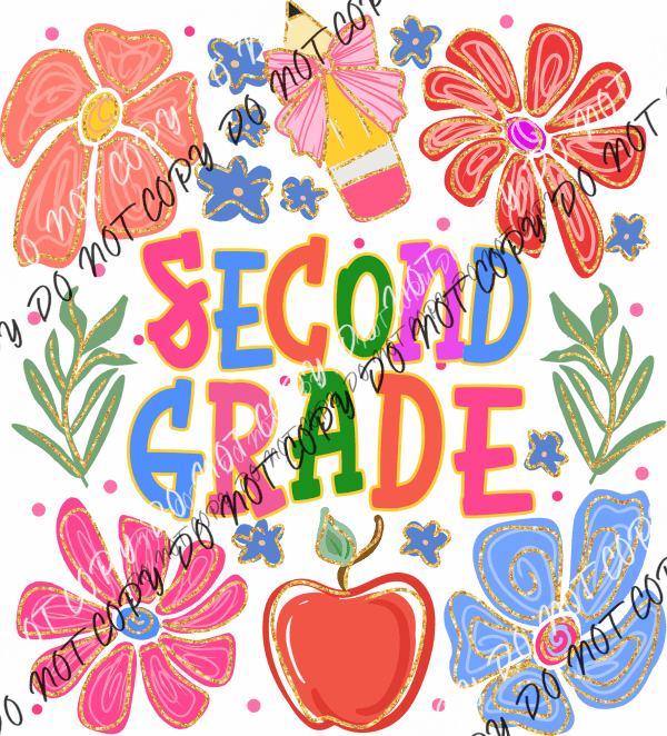 Second Grade Colorful Doodles DTF Transfer - We Print U Press DTF Transfers