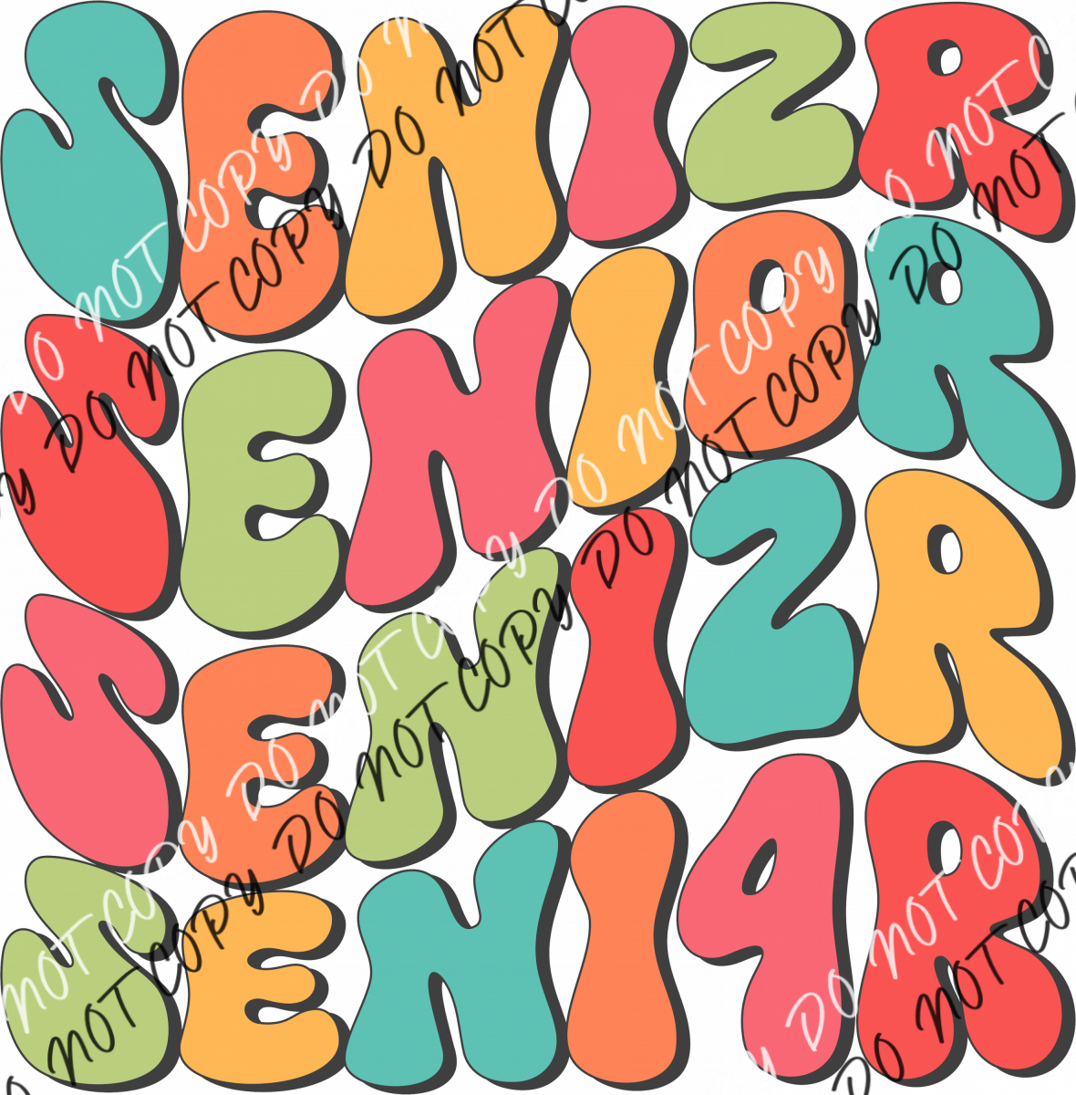 Senior 2024 Colorful Stacked Wavy Text Dtf Transfer (See Color Options) Rtp Transfers