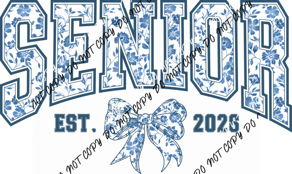 Senior 2026 Chinoiserie Coquette Bow DTF Transfer - We Print U Press DTF Transfers