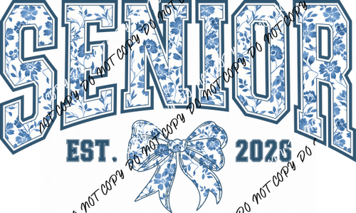 Senior 2026 Chinoiserie Coquette Bow DTF Transfer - We Print U Press DTF Transfers