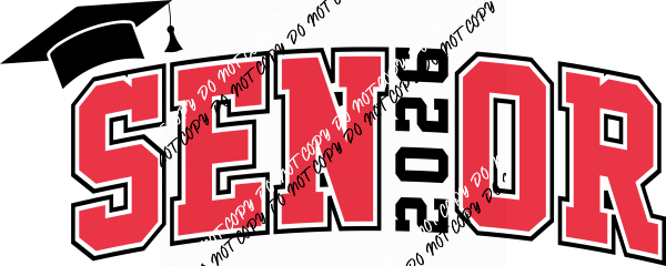 Senior 2026 Graduation Red Varsity Font DTF Transfer - We Print U Press DTF Transfers