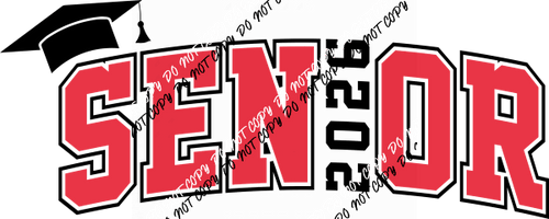 Senior 2026 Graduation Red Varsity Font DTF Transfer - We Print U Press DTF Transfers