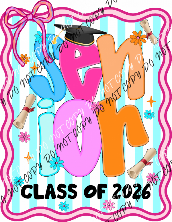 Senior Coquette Class of 2026 Bright and Colorful DTF Transfer RTP DTF Transfers