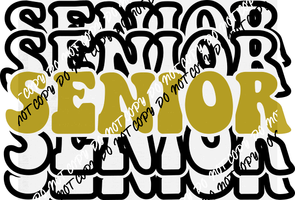 Senior Mirror Gold and Black Text DTF Transfer - We Print U Press DTF Transfers