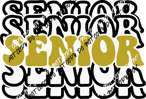 Senior Mirror Gold and Black Text DTF Transfer - We Print U Press DTF Transfers