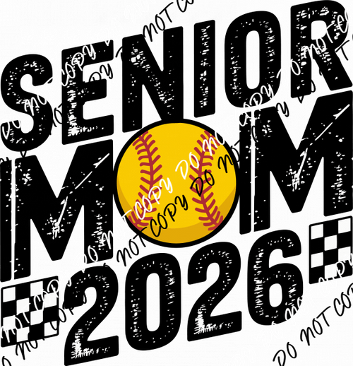 Senior Mom Softball 2026 Checkerboard DTF Transfer - We Print U Press DTF Transfers