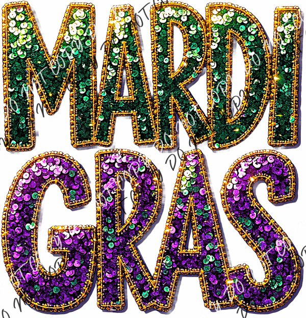 Sequin Mardi Gras DTF Transfer RTP DTF Transfers