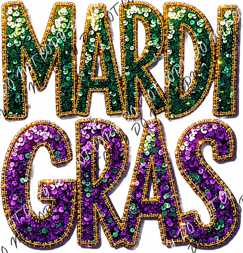 Sequin Mardi Gras DTF Transfer RTP DTF Transfers