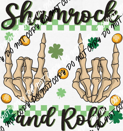 Shamrock and Roll Skeleton Hands DTF Transfer - We Print U Press DTF Transfers