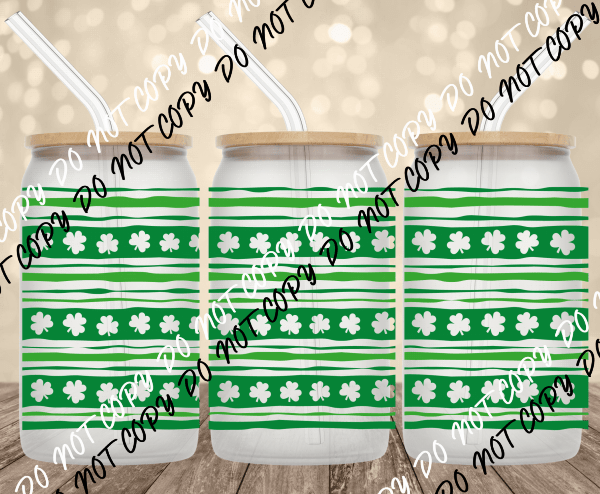 Shamrock Stripes UV Transfer for 16 oz Glass Can - We Print U Press DTF Transfers