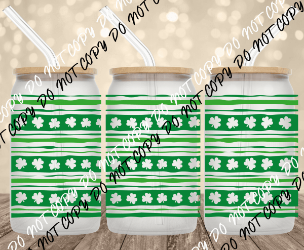 Shamrock Stripes UV Transfer for 16 oz Glass Can - We Print U Press DTF Transfers