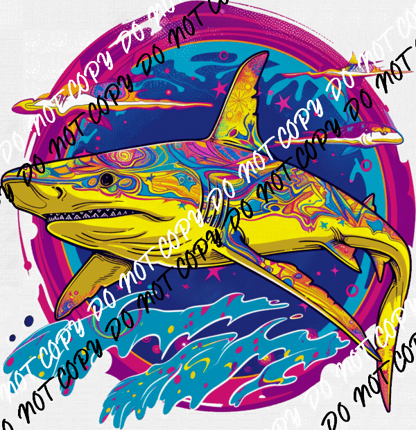 Shark Circle Under the Sea DTF Transfer - We Print U Press DTF Transfers