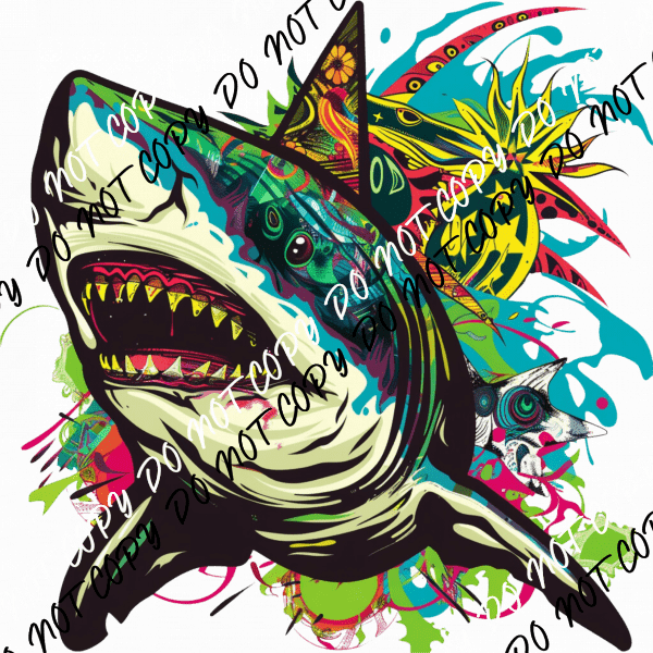 Shark with Black Trim DTF Transfer - We Print U Press DTF Transfers