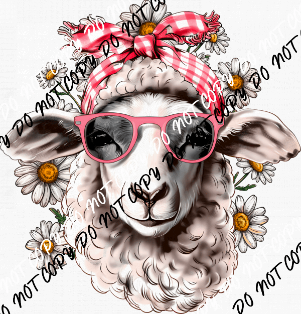 Sheep with Glasses and Daisies DTF Transfer - We Print U Press DTF Transfers