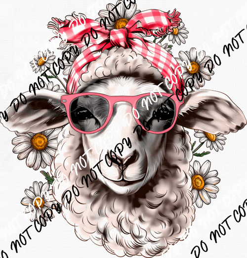 Sheep with Glasses and Daisies DTF Transfer - We Print U Press DTF Transfers