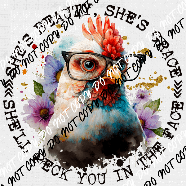 She's Beauty She's Grace Chicken DTF Transfer - We Print U Press DTF Transfers