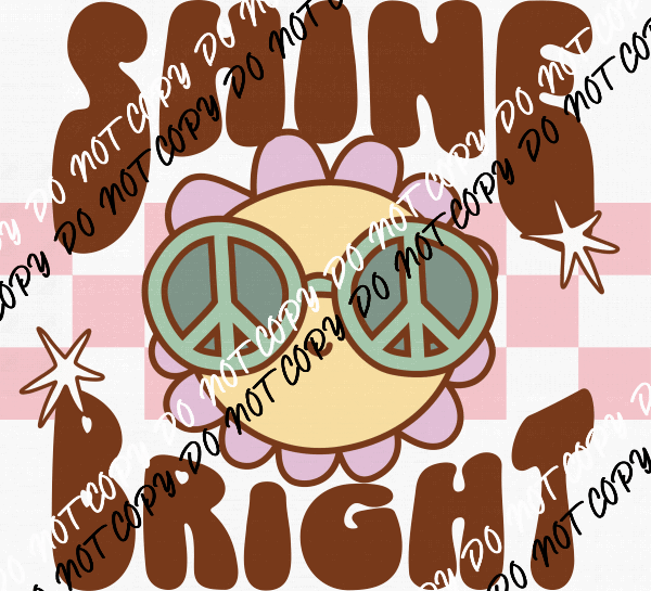 Shine Bright Retro Sun Peace Sign Glasses DTF Transfer - We Print U Press DTF Transfers