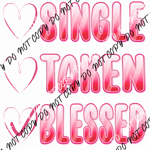 Single Taken Blessed Check List DTF Transfer - We Print U Press DTF Transfers